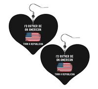 Preferirei essere un americano piuttosto che un democratico Orecchini in pelle per le donne Orecchini pendenti con ciondolo a forma di cuore con gancio Regali per ragazza adulta