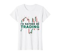 Preferirei Fare Trading Candlestick Chart Crypto Traders Maglietta con Stampa Grafica Economica, Donna, Bianco, M