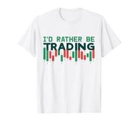 Preferirei Fare Trading di investitori e Trader di criptovalute Divertenti Maglietta con Stampa Grafica Economica, Uomo, Bianco, L