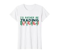 Preferirei Fare Trading di investitori e Trader di criptovalute Divertenti Maglietta con Stampa Grafica Economica, Donna, Bianco, S