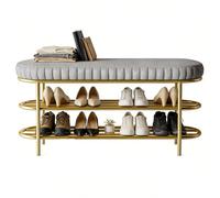 Preferspace Panca for scarpe da ingresso con contenitore, panca imbottita for la fine del letto della camera da letto, panca scarpiera for corridoio in metallo dorato for piccoli spazi(100cm/39.4in)