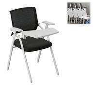 Preferspace Sedia con scrivania, sedile pieghevole pieghevole in rete traspirante, robusta struttura in metallo, for sala conferenze, sala d'attesa del bar dell'hotel(Black 1ps)