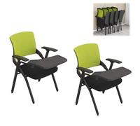 Preferspace Sedia con tavolo annesso for sala d'attesa, sedia pieghevole for sala conferenze con rete traspirante for uso ospiti ed eventi(Green 2ps)