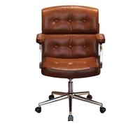 Preferspace Sedia da computer con spugna ad alta densità e sedia da scrivania con rotelle regolabile in altezza in pelle PU for l'home office e l'uso in toilette(Brown)