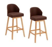 Preferspace Sedie da bar ad altezza bancone della metà del secolo, set di 2 sgabelli da bar in pelle PU con supporto for lo schienale for l'isola della cucina domestica(Brown,72cm/28.3in)