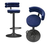Preferspace Sedie da bar girevoli regolabili Set di 2 sgabelli da bar ad altezza bancone con schienale ergonomico e sedile in velluto for l'isola della cucina domestica(Blue)