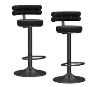 Preferspace Sedie da bar girevoli regolabili Set di 2 sgabelli da bar ad altezza bancone con schienale ergonomico e sedile in velluto for l'isola della cucina domestica(Black)