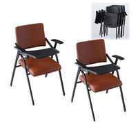 Preferspace Sedie da scuola con blocco for appunti, bracciolo da scrivania ribaltabile, perfette for aule, sale conferenze, ufficio e aree di attesa(Brown 2ps)