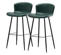 Preferspace Set di 2 sedie da isola, con design ergonomico e base in metallo, sgabelli da bar alti fino al bancone for sala da pranzo e salotto, cuscinetti protettivi for i piedi(Green,75cm/29.5in)