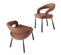 Preferspace Set di 2 sedie laterali, sedie da pranzo imbottite di metà secolo con schienale curvo e robusta struttura in metallo, ideali for il tavolo da pranzo(Khaki)