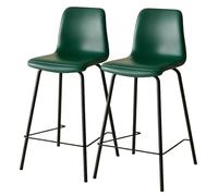 Preferspace Set di 2 sgabelli da bar con supporto for la schiena, in similpelle, for isola da cucina, design ergonomico e gambe in metallo stabili(Green,75cm/29.5in)