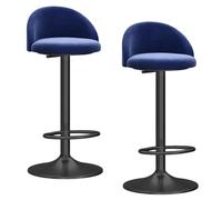 Preferspace Set di 2 sgabelli da bar in velluto, sedie da bancone con schienale basso e meccanismo girevole for l'area bar dell'isola della cucina e decorazioni for la casa(Blue)