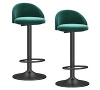 Preferspace Set di 2 sgabelli da bar in velluto, sedie da bancone con schienale basso e meccanismo girevole for l'area bar dell'isola della cucina e decorazioni for la casa(Green)