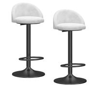 Preferspace Set di 2 sgabelli da bar in velluto, sedie da bancone con schienale basso e meccanismo girevole for l'area bar dell'isola della cucina e decorazioni for la casa(White)