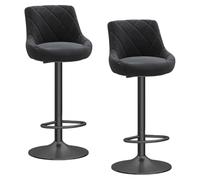 Preferspace Set di 2 sgabelli da bar in velluto, sgabelli da bar alti con sedile regolabile e funzione girevole for l'impostazione del bancone dell'isola della cucina e l'uso domestico(Black)