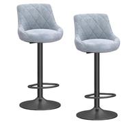 Preferspace Set di 2 sgabelli da bar in velluto, sgabelli da bar alti con sedile regolabile e funzione girevole for l'impostazione del bancone dell'isola della cucina e l'uso domestico(Gray)