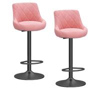 Preferspace Set di 2 sgabelli da bar in velluto, sgabelli da bar alti con sedile regolabile e funzione girevole for l'impostazione del bancone dell'isola della cucina e l'uso domestico(Pink)