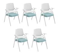 Preferspace Set di 5 sedie for sala d'attesa con bracciolo for tablet e struttura in metallo for l'accoglienza degli ospiti e l'uso da parte di più persone con scrivania collegata(Light blue)