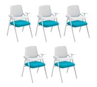 Preferspace Set di 5 sedie for sala d'attesa con bracciolo for tablet e struttura in metallo for l'accoglienza degli ospiti e l'uso da parte di più persone con scrivania collegata(Dark blue)