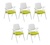 Preferspace Set di 5 sedie for sala d'attesa con bracciolo for tablet e struttura in metallo for l'accoglienza degli ospiti e l'uso da parte di più persone con scrivania collegata(Green)