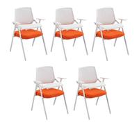 Preferspace Set di 5 sedie for sala d'attesa con bracciolo for tablet e struttura in metallo for l'accoglienza degli ospiti e l'uso da parte di più persone con scrivania collegata(Orange)