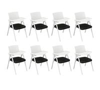 Preferspace Set di 8 sedie con scrivania annessa sedia pieghevole for sala d'attesa robusta struttura in metallo for hotel bar aree pausa reception(Black)