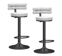 Preferspace Sgabelli da bar ad altezza bancone con girevole regolabile e schienale ergonomico, seduta in velluto e base in metallo for l'isola della cucina e l'uso nel bar di casa(White 2ps)