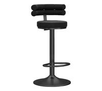 Preferspace Sgabelli da bar ad altezza bancone con girevole regolabile e schienale ergonomico, seduta in velluto e base in metallo for l'isola della cucina e l'uso nel bar di casa(Black 1ps)
