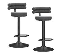 Preferspace Sgabelli da bar ad altezza bancone con girevole regolabile e schienale ergonomico, seduta in velluto e base in metallo for l'isola della cucina e l'uso nel bar di casa(Gray 2ps)