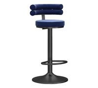 Preferspace Sgabelli da bar ad altezza bancone con girevole regolabile e schienale ergonomico, seduta in velluto e base in metallo for l'isola della cucina e l'uso nel bar di casa(Blue 1ps)