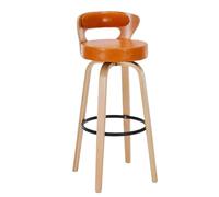 Preferspace Sgabelli da bar ad altezza bancone con rivestimento posteriore in pelle PU e gambe in legno for l'isola della cucina domestica(Orange 1ps,70cm/27.6in)