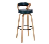 Preferspace Sgabelli da bar ad altezza bancone con rivestimento posteriore in pelle PU e gambe in legno for l'isola della cucina domestica(Green 1ps,70cm/27.6in)