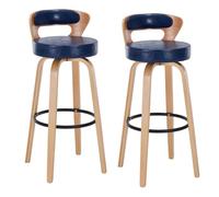 Preferspace Sgabelli da bar ad altezza bancone con rivestimento posteriore in pelle PU e gambe in legno for l'isola della cucina domestica(Blue 2ps,60cm/23.6in)