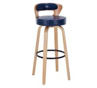 Preferspace Sgabelli da bar ad altezza bancone con rivestimento posteriore in pelle PU e gambe in legno for l'isola della cucina domestica(Blue 1ps,60cm/23.6in)