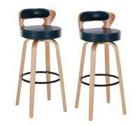 Preferspace Sgabelli da bar ad altezza bancone con rivestimento posteriore in pelle PU e gambe in legno for l'isola della cucina domestica(Green 2ps,70cm/27.6in)