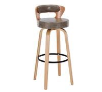 Preferspace Sgabelli da bar ad altezza bancone con rivestimento posteriore in pelle PU e gambe in legno for l'isola della cucina domestica(Gray 1ps,60cm/23.6in)