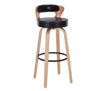 Preferspace Sgabelli da bar ad altezza bancone con rivestimento posteriore in pelle PU e gambe in legno for l'isola della cucina domestica(Black 1ps,60cm/23.6in)