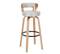 Preferspace Sgabelli da bar ad altezza bancone con rivestimento posteriore in pelle PU e gambe in legno for l'isola della cucina domestica(White 1ps,60cm/23.6in)