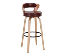 Preferspace Sgabelli da bar ad altezza bancone con rivestimento posteriore in pelle PU e gambe in legno for l'isola della cucina domestica(Brown 1ps,70cm/27.6in)