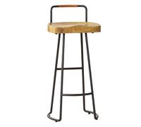 Preferspace Sgabelli da bar con schienale Sgabelli da bancone for isola cucina con struttura in legno massello e robusta base in metallo(Black 1ps,75cm/29.5in)