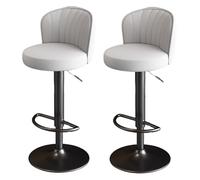 Preferspace Sgabelli da bar Set di 2 sgabelli girevoli ad altezza bancone con supporto ergonomico for la schiena for l'isola della cucina Seduta imbottita Base in metallo Piedini antiscivolo(White)