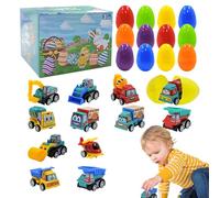 Prefilled Easter Eggs - Prefilled Easter Eggs | Easter Classroom Prize Supplies | Educational Filled Eggs With Toys | Educational Construction Vehicle, Pull Back Car For Kids Aged 3-8 Anni Vecchio