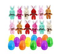 Prefilled Easter Eggs Set - Ready-to-Use Easter Eggs With Plush Stuffed Bunny Pendant, Fun Surprise Egg For Kids Boys & Girls, Family Gatherings, Preschool, Spring Celebrations, Party Favors & Basket