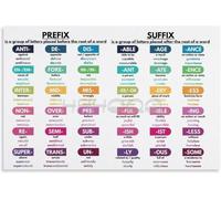 Prefix & Suffix Educational Poster - English Morphology Chart, Giclee Print Wall Art for School, Tutor Office(Framed,16x24inch(40x60cm))