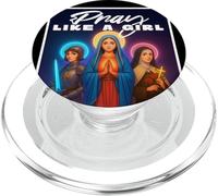 Prega come una ragazza Cattolica Donne Santa Teresa Giovanna d'Arco Maria PopSockets PopGrip per MagSafe