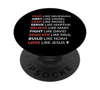 Prega Obbedisci Guida Servire Credi Amore Come Gesù PopSockets PopGrip Adesivo
