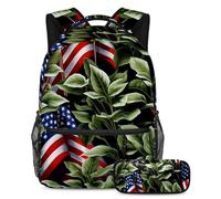 Pregare Mani Libera Creatività, Zaino con Astuccio per Ragazzi Ragazze Adolescenti, Set di 2 zaini per bambini, Multicolore#04, B：29.4x20x40cm P：19x7.5x3.8cm, Zaini Daypack