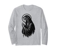Pregare Vergine Maria - Vintage Grafica Cristiana Fede Maglia a Manica