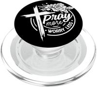 Pregate di più Preoccupatevi meno Croce Floreale Faith PopSockets PopGrip per MagSafe