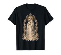 Preghiera devozionale Maria Cattolica Floreale Maglietta